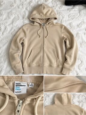 Aritzia TNA Cozy Fleece Zip Hoodie - Beige